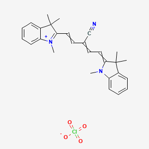 molecular formula C28H30ClN3O4 B573963 2-[3-Cyano-5-(1,3,3-trimethyl-1,3-dihydro-2H-indol-2-ylidene)penta-1,3-dien-1-yl]-1,3,3-trimethyl-3H-indol-1-ium perchlorate CAS No. 194541-58-7