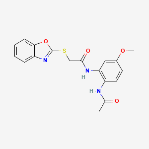molecular formula C18H17N3O4S B5739707 N-[2-(acetylamino)-5-methoxyphenyl]-2-(1,3-benzoxazol-2-ylsulfanyl)acetamide 