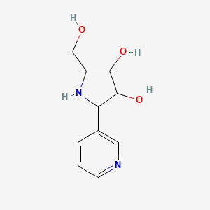 molecular formula C10H14N2O3 B573983 2-(Hydroxymethyl)-5-(pyridin-3-yl)pyrrolidine-3,4-diol CAS No. 188744-99-2