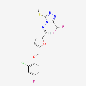 molecular formula C16H12ClF3N4O2S B5739916 N-({5-[(2-chloro-4-fluorophenoxy)methyl]-2-furyl}methylene)-3-(difluoromethyl)-5-(methylthio)-4H-1,2,4-triazol-4-amine 