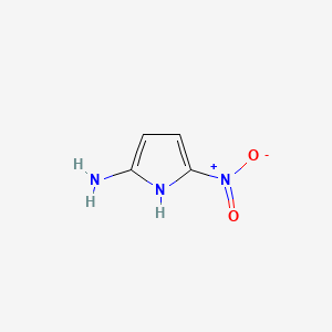 molecular formula C4H5N3O2 B573994 1H-Pyrrol-2-amine, 5-nitro- CAS No. 192003-26-2