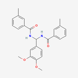 molecular formula C25H26N2O4 B5739944 N,N'-[(3,4-dimethoxyphenyl)methanediyl]bis(3-methylbenzamide) 