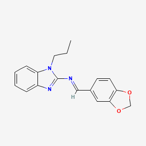 molecular formula C18H17N3O2 B5739997 N-[(E)-1,3-benzodioxol-5-ylmethylidene]-1-propyl-1H-benzimidazol-2-amine 