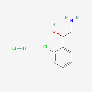 molecular formula C8H11Cl2NO B574021 Benzenemethanol, a-(aminomethyl)-2-chloro-, hydrochloride, (S)- CAS No. 171074-93-4