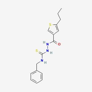 molecular formula C16H19N3OS2 B5740418 N-benzyl-2-[(5-propylthiophen-3-yl)carbonyl]hydrazinecarbothioamide 
