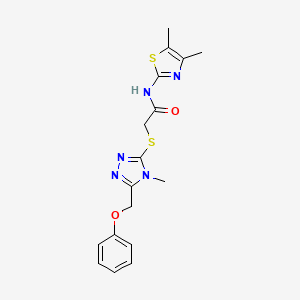 molecular formula C17H19N5O2S2 B5741022 N-(4,5-dimethyl-1,3-thiazol-2-yl)-2-{[4-methyl-5-(phenoxymethyl)-4H-1,2,4-triazol-3-yl]sulfanyl}acetamide 