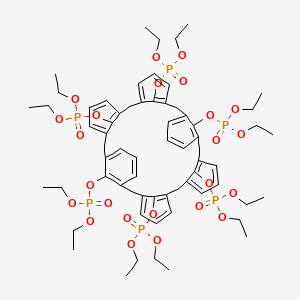 molecular formula C66H90O24P6 B574108 diethyl [38,39,40,41,42-pentakis(diethoxyphosphoryloxy)-37-heptacyclo[31.3.1.13,7.19,13.115,19.121,25.127,31]dotetraconta-1(37),3(42),4,6,9(41),10,12,15(40),16,18,21,23,25(39),27,29,31(38),33,35-octadecaenyl] phosphate CAS No. 188241-51-2
