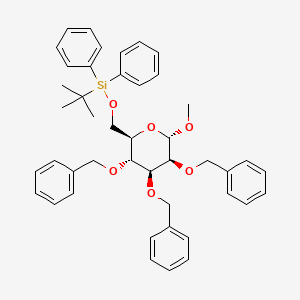 molecular formula C44H50O6Si B574118 Methyl 2,3,4-tri-O-benzyl-6-O-tert-butyldiphenylsilyl-A-D-mannopyranoside CAS No. 186540-03-4