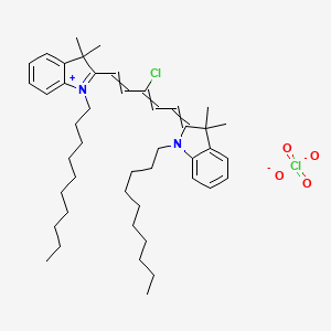 molecular formula C45H66Cl2N2O4 B574125 2-[3-Chloro-5-(1-decyl-3,3-dimethyl-1,3-dihydro-2H-indol-2-ylidene)penta-1,3-dien-1-yl]-1-decyl-3,3-dimethyl-3H-indol-1-ium perchlorate CAS No. 166317-60-8