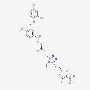 molecular formula C28H30Cl2N8O5S B5741411 N-((E)-1-{3-[(2,4-DICHLOROPHENOXY)METHYL]-4-METHOXYPHENYL}METHYLIDENE)-2-({5-[2-(3,5-DIMETHYL-4-NITRO-1H-PYRAZOL-1-YL)ETHYL]-4-ETHYL-4H-1,2,4-TRIAZOL-3-YL}SULFANYL)ACETOHYDRAZIDE 