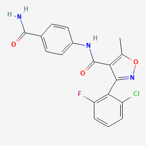 molecular formula C18H13ClFN3O3 B5741612 N-(4-carbamoylphenyl)-3-(2-chloro-6-fluorophenyl)-5-methyl-1,2-oxazole-4-carboxamide 
