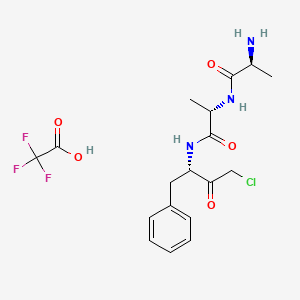 molecular formula C18H23ClF3N3O5 B574166 Ala-ala-phe-chloromethylketone tfa CAS No. 184901-82-4