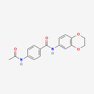 molecular formula C17H16N2O4 B5742208 N-(2,3-DIHYDRO-1,4-BENZODIOXIN-6-YL)-4-ACETAMIDOBENZAMIDE 