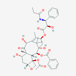 molecular formula C41H49NO13 B057424 [(1S,2S,3R,4S,7R,9S,10S,12R,15S)-4-Acetyloxy-1,9,12-trihydroxy-15-[(2R,3S)-2-hydroxy-3-phenyl-3-(propanoylamino)propanoyl]oxy-10,14,17,17-tetramethyl-11-oxo-6-oxatetracyclo[11.3.1.03,10.04,7]heptadec-13-en-2-yl] benzoate CAS No. 173101-59-2