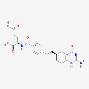 molecular formula C22H26N4O6 B057425 (2S)-2-[[4-[2-[(6R)-2-amino-4-oxo-5,6,7,8-tetrahydro-1H-quinazolin-6-yl]ethyl]benzoyl]amino]pentanedioic acid CAS No. 118537-33-0