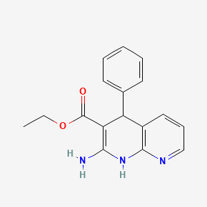 molecular formula C17H17N3O2 B574293 Ethyl 2-amino-4-phenyl-1,4-dihydro-1,8-naphthyridine-3-carboxylate CAS No. 161987-77-5