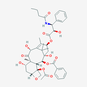 molecular formula C42H51NO13 B057431 [(1S,2S,3R,4S,7R,9S,10S,12R,15S)-4-Acetyloxy-15-[(2R,3S)-3-(butanoylamino)-2-hydroxy-3-phenylpropanoyl]oxy-1,9,12-trihydroxy-10,14,17,17-tetramethyl-11-oxo-6-oxatetracyclo[11.3.1.03,10.04,7]heptadec-13-en-2-yl] benzoate CAS No. 173101-47-8