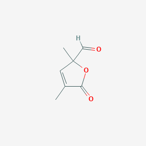 molecular formula C7H8O3 B057434 2,4-Dimethyl-5-oxofuran-2-carbaldehyde CAS No. 118171-04-3