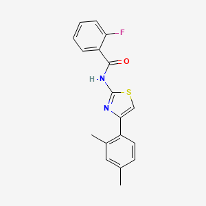 molecular formula C18H15FN2OS B5743572 N-[4-(2,4-dimethylphenyl)-1,3-thiazol-2-yl]-2-fluorobenzamide 