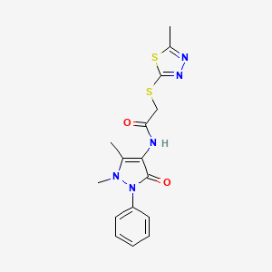 molecular formula C16H17N5O2S2 B5743670 N-(1,5-dimethyl-3-oxo-2-phenyl-2,3-dihydro-1H-pyrazol-4-yl)-2-[(5-methyl-1,3,4-thiadiazol-2-yl)sulfanyl]acetamide 