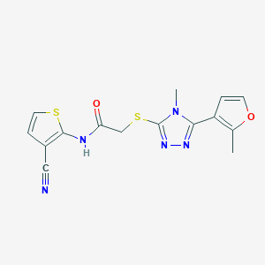 molecular formula C15H13N5O2S2 B5743847 N-(3-CYANO-2-THIENYL)-2-{[4-METHYL-5-(2-METHYL-3-FURYL)-4H-1,2,4-TRIAZOL-3-YL]SULFANYL}ACETAMIDE 