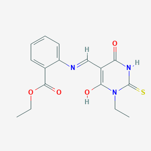 molecular formula C16H17N3O4S B5744263 Ethyl 2-[(1-ethyl-6-hydroxy-4-oxo-2-sulfanylidenepyrimidin-5-yl)methylideneamino]benzoate 