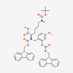 molecular formula C49H50N2O10 B574438 Fmoc-(fmochmb)lys(boc)-OH CAS No. 166881-56-7