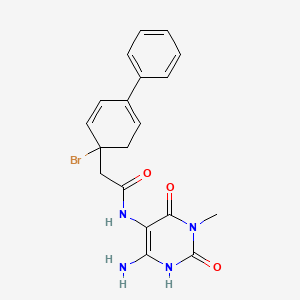 molecular formula C19H19BrN4O3 B574441 N-(6-amino-3-methyl-2,4-dioxo-1H-pyrimidin-5-yl)-2-(1-bromo-4-phenylcyclohexa-2,4-dien-1-yl)acetamide CAS No. 191936-51-3