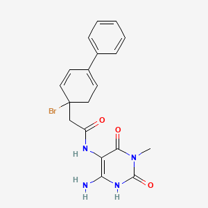 N-(6-amino-3-methyl-2,4-dioxo-1H-pyrimidin-5-yl)-2-(1-bromo-4-phenylcyclohexa-2,4-dien-1-yl)acetamide