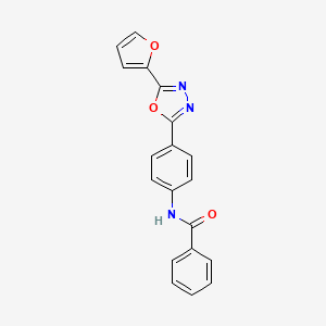 molecular formula C19H13N3O3 B5744658 N-{4-[5-(2-furyl)-1,3,4-oxadiazol-2-yl]phenyl}benzamide 