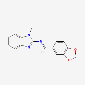 molecular formula C16H13N3O2 B5744756 N-[(E)-1,3-benzodioxol-5-ylmethylidene]-1-methyl-1H-benzimidazol-2-amine 