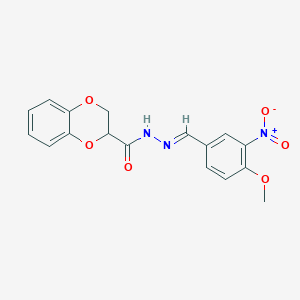 molecular formula C17H15N3O6 B5745055 N'~2~-[(E)-1-(4-METHOXY-3-NITROPHENYL)METHYLIDENE]-2,3-DIHYDRO-1,4-BENZODIOXINE-2-CARBOHYDRAZIDE 