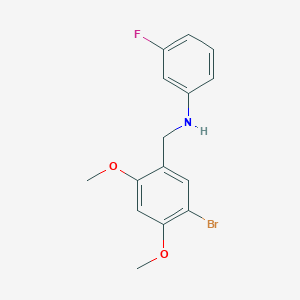 molecular formula C15H15BrFNO2 B5745431 N-[(5-bromo-2,4-dimethoxyphenyl)methyl]-3-fluoroaniline 