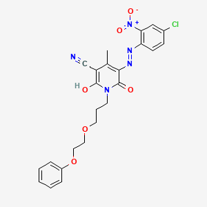 molecular formula C24H22ClN5O6 B574553 5-[2-(4-Chloro-2-nitrophenyl)hydrazinylidene]-4-methyl-2,6-dioxo-1-[3-(2-phenoxyethoxy)propyl]-1,2,5,6-tetrahydropyridine-3-carbonitrile CAS No. 191877-14-2