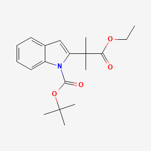 molecular formula C19H25NO4 B574567 tert-Butyl 2-(2-(ethoxycarbonyl)propan-2-yl)-1H-indole-1-carboxylate CAS No. 172226-79-8