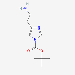 molecular formula C10H17N3O2 B574576 Tert-butyl 4-(2-aminoethyl)-1H-imidazole-1-carboxylate CAS No. 186700-06-1