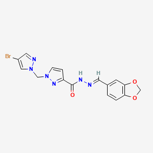 molecular formula C16H13BrN6O3 B5745899 N'~3~-[(E)-1-(1,3-BENZODIOXOL-5-YL)METHYLIDENE]-1-[(4-BROMO-1H-PYRAZOL-1-YL)METHYL]-1H-PYRAZOLE-3-CARBOHYDRAZIDE 