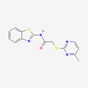 molecular formula C14H12N4OS2 B5746133 N-(1,3-benzothiazol-2-yl)-2-(4-methylpyrimidin-2-yl)sulfanylacetamide 
