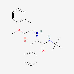 molecular formula C23H30N2O3 B574614 L-Phenylalanine, N-[2-[(1,1-dimethylethyl)amino]-2-oxo-1-(phenylmethyl)ethyl]-, methyl ester, (R)-(9CI) CAS No. 169453-31-0