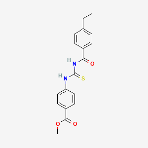 molecular formula C18H18N2O3S B5746719 Methyl 4-({[(4-ethylphenyl)carbonyl]carbamothioyl}amino)benzoate 