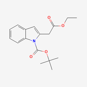 molecular formula C17H21NO4 B574729 Tert-butyl 2-(2-ethoxy-2-oxoethyl)-1H-indole-1-carboxylate CAS No. 172226-77-6