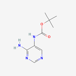 molecular formula C9H14N4O2 B574787 Tert-butyl (4-aminopyrimidin-5-yl)carbamate CAS No. 183311-31-1