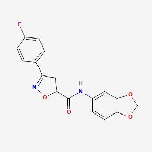 molecular formula C17H13FN2O4 B5747953 N-(2H-1,3-BENZODIOXOL-5-YL)-3-(4-FLUOROPHENYL)-4,5-DIHYDRO-1,2-OXAZOLE-5-CARBOXAMIDE 