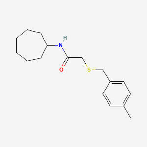 molecular formula C17H25NOS B5748637 N-CYCLOHEPTYL-2-{[(4-METHYLPHENYL)METHYL]SULFANYL}ACETAMIDE 