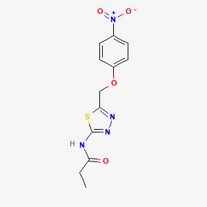 molecular formula C12H12N4O4S B5748667 N-[5-[(4-nitrophenoxy)methyl]-1,3,4-thiadiazol-2-yl]propanamide 