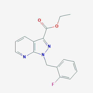 molecular formula C16H14FN3O2 B057487 Ethyl 1-(2-fluorobenzyl)-1H-pyrazolo[3,4-b]pyridine-3-carboxylate CAS No. 256376-59-7