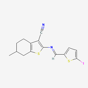 molecular formula C15H13IN2S2 B5748828 2-[(E)-[(5-IODOTHIOPHEN-2-YL)METHYLIDENE]AMINO]-6-METHYL-4,5,6,7-TETRAHYDRO-1-BENZOTHIOPHENE-3-CARBONITRILE 