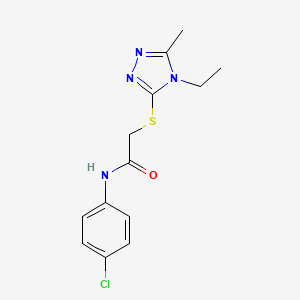 molecular formula C13H15ClN4OS B5749419 N-(4-chlorophenyl)-2-[(4-ethyl-5-methyl-4H-1,2,4-triazol-3-yl)sulfanyl]acetamide 