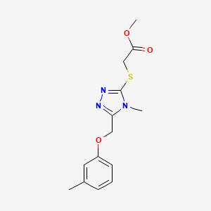 molecular formula C14H17N3O3S B5749679 methyl ({4-methyl-5-[(3-methylphenoxy)methyl]-4H-1,2,4-triazol-3-yl}thio)acetate 