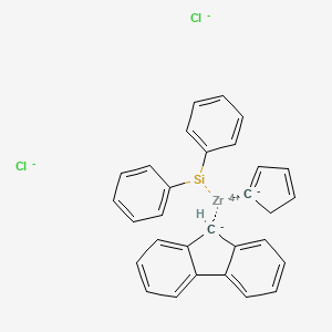 molecular formula C30H22Cl2SiZr B574981 Diphenylsilyl(cyclopentadienyl)(9-fluorenyl)zirconium dichloride CAS No. 162259-77-0